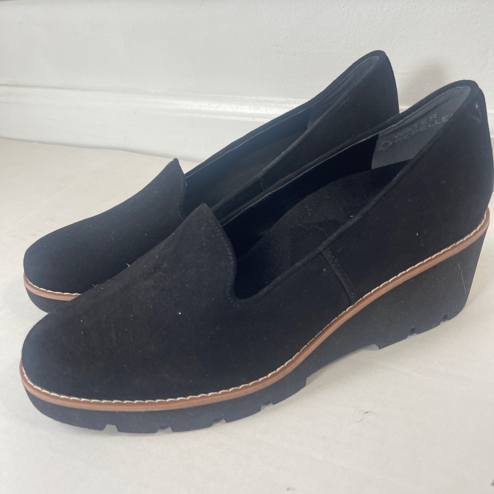Vionic Willa Wedge Women's 9.5 Black Suede Slip On Wedge Loafer Shoes VER1123 - Picture 3 of 6